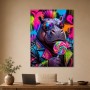 Neonfarbenes Hippo als Pop Art Kunstwerk oder Poster