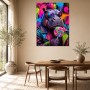 Neonfarbenes Hippo als Pop Art Kunstwerk oder Poster