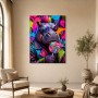Neonfarbenes Hippo als Pop Art Kunstwerk oder Poster