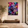 Neonfarbenes Hippo als Pop Art Kunstwerk oder Poster