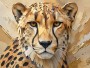 Cheetah Porträt als Wandbild oder Acrylbild mit goldener Wirkung