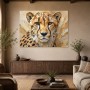 Cheetah Porträt als Wandbild oder Acrylbild mit goldener Wirkung