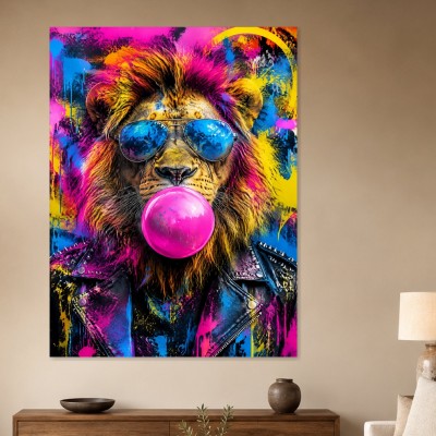 Löwe mit Sonnenbrille als Pop Art Wandbild oder Poster