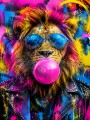 Löwe mit Sonnenbrille als Pop Art Wandbild oder Poster
