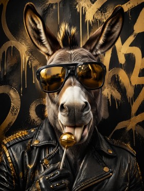 Esel mit Sonnenbrille als Modernes Wandbild oder Poster Esel mit Sonnenbrille als Modernes Wandbild oder Poster