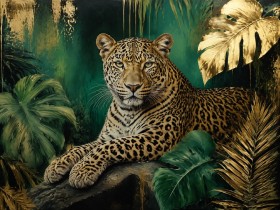 Elegantes Leopardmotiv als Leinwand oder Galerie Print