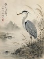 Eleganter Kranich am Ufer, Kunstwerk oder Fine Art Print