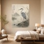 Eleganter Kranich am Ufer, Kunstwerk oder Fine Art Print