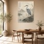 Eleganter Kranich am Ufer, Kunstwerk oder Fine Art Print