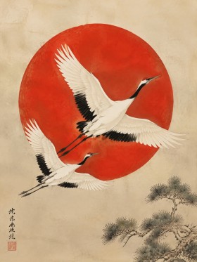 Japanische Kraniche als Kunstdruck und Gallery Print
