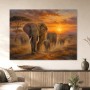Majestätische Elefantenherde bei Sonnenuntergang, Leinwand oder Kunstdruck
