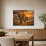 Majestätische Elefantenherde bei Sonnenuntergang, Leinwand oder Kunstdruck