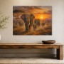 Majestätische Elefantenherde bei Sonnenuntergang, Leinwand oder Kunstdruck