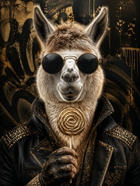 Lama mit Sonnenbrille als Gallery Print oder Poster