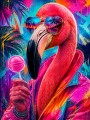 Flamingo mit Sonnenbrille, Kunstwerk oder Modernes Wandbild