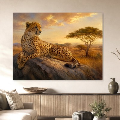 Eleganter Gepard bei Sonnenuntergang, Leinwand oder Fine Art Print