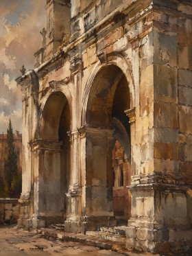 Antikes Tor in warmem Licht, Wandbild oder Fine Art Print