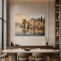 Modernes Wandbild und Leinwandbild von Seevilla im warmen Licht