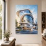 Moderne Architektur als Acrylbild oder Wandbild mit futuristischer Eleganz