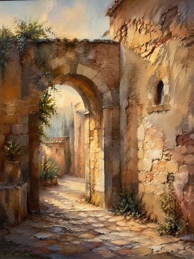 Altstadtbogen im warmen Licht, Leinwand oder Fine Art Print