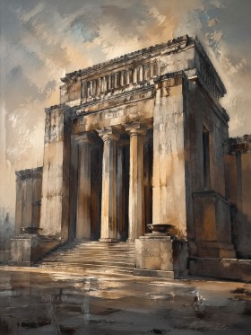 Klassischer Tempel im Licht, Leinwandbild oder Acrylbild