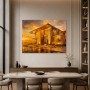 Modernes Wandbild oder Acrylbild mit luxuriöser Architektur bei Sonnenuntergang