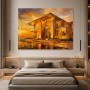 Modernes Wandbild oder Acrylbild mit luxuriöser Architektur bei Sonnenuntergang