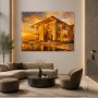 Modernes Wandbild oder Acrylbild mit luxuriöser Architektur bei Sonnenuntergang