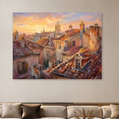 Altstadt Dächer bei Sonnenlicht, Wandbild oder Kunstdruck