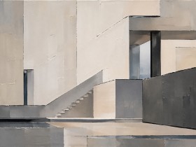 Modernes Wandbild oder Acrylbild mit architektonischer Geometrie