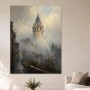 Vernebelte Altstadt mit Turm, Leinwand oder Kunstdruck