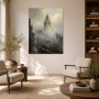 Vernebelte Altstadt mit Turm, Leinwand oder Kunstdruck