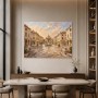 Historische Piazza mit Brunnen, Wandbild oder Kunstdruck