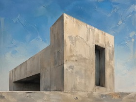 Modernes Wandbild oder Acrylbild mit architektonischer Betonstruktur