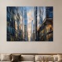Moderne Stadtansicht als Leinwand oder Poster mit architektonischer Tiefe
