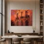 Romantische Fassade im Abendlicht, Wandbild oder Kunstdruck