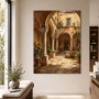 Mediterraner Innenhof als Wandbild oder Kunstdruck mit warmem Licht