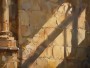 Warmes Steinmauer Wandbild oder Kunstdruck in mediterraner Lichtstimmung