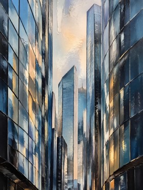 Modernes Wandbild oder Acrylbild mit urbaner Skyline Modernes Wandbild oder Acrylbild mit urbaner Skyline