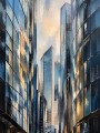 Modernes Wandbild oder Acrylbild mit urbaner Skyline