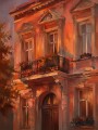 Warmes Stadthaus als Wandbild oder Kunstdruck mit architektonischem Charme