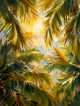 Tropisches Palmenmotiv als Kunstwerk oder Leinwandbild
