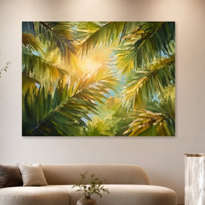 Tropische Palmblätter als Wandbild oder Leinwandbild mit sonniger Leichtigkeit