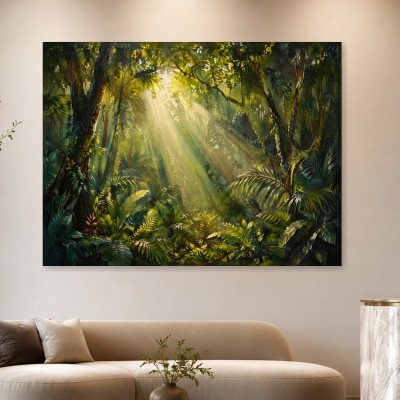 Tropischer Wald im Licht, Leinwand oder Kunstdruck