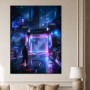 Neonstadt im Regen, Futuristische Kunst oder Modernes Wandbild