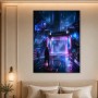 Neonstadt im Regen, Futuristische Kunst oder Modernes Wandbild