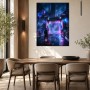 Neonstadt im Regen, Futuristische Kunst oder Modernes Wandbild