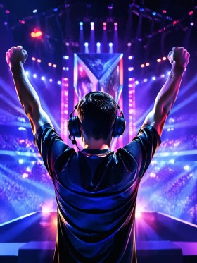 DJ auf der Bühne als Leinwandbild oder Poster für Musikfans DJ auf der Bühne als Leinwandbild oder Poster für Musikfans
