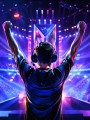 DJ auf der Bühne als Leinwandbild oder Poster für Musikfans