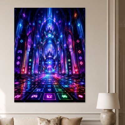 Neonprächtige Fantasy-Architektur als Wandbild oder Acrylbild